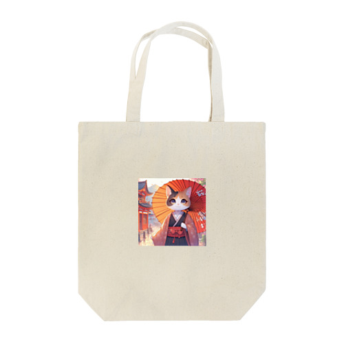 傘をさしている猫_アニメ風2 Tote Bag