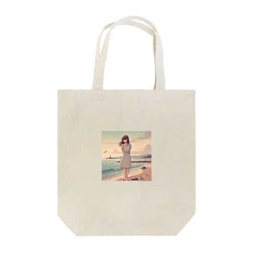 海辺の女の子 トートバッグ