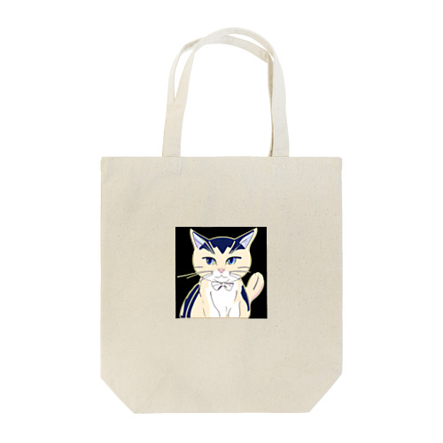 気品ある猫 シマシマ柄 Tote Bag