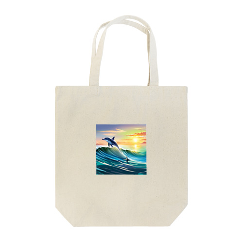 夕暮れで飛ぶイルカ Tote Bag