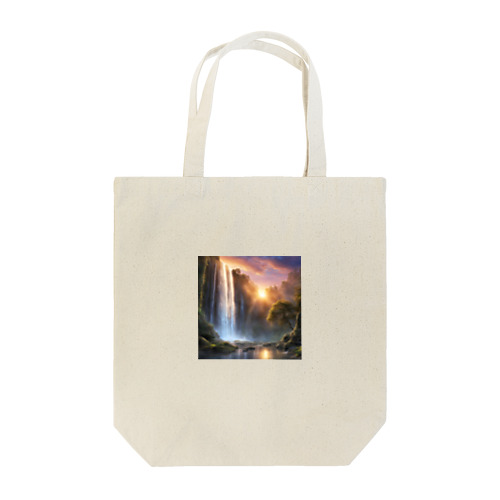 夕日と滝 Tote Bag