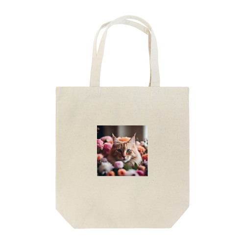 花束の中でくつろいでいるネコ[カラー] Tote Bag