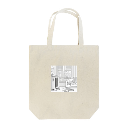 暖房の前でまったりと寝そべりながら冬を喜んでいる蛇 Tote Bag