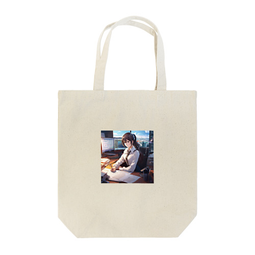 可愛らしいポニーテールヘアスタイルで爽やかな笑顔を浮かべています。 Tote Bag