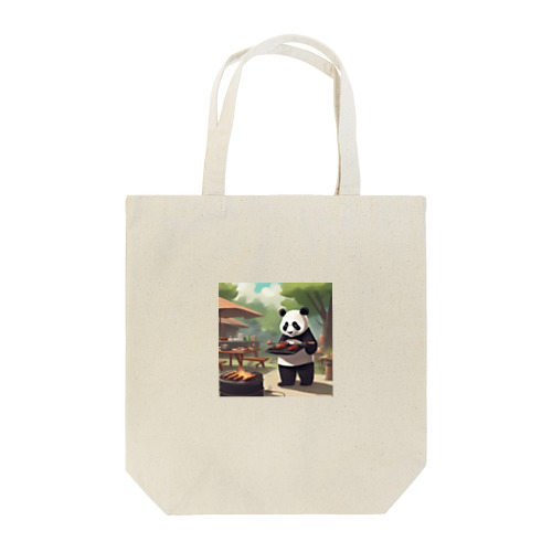 「食欲をそそるパンダが食事を運びます！」 Tote Bag