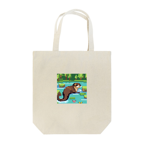 流れの中でバタフライスタイルで泳ぐコツメカワウソ Tote Bag