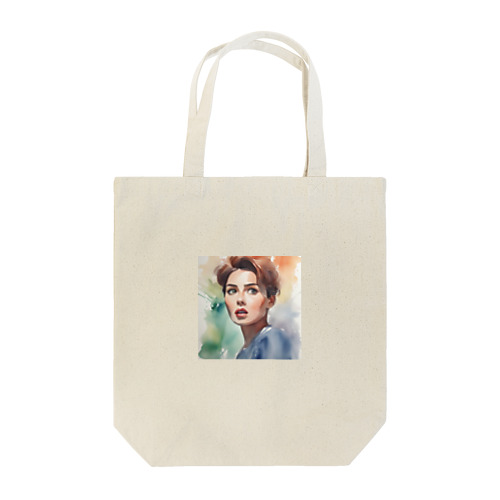 女性の驚きの表情が何かを見つめる Tote Bag