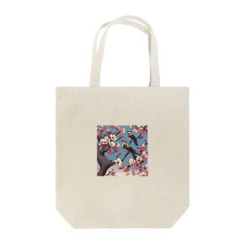 桜と雀（Cherry blossom & sparrow)  01 Tote Bag