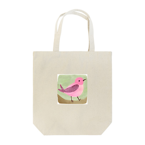 ピンクの鳥さん 水彩画 Tote Bag