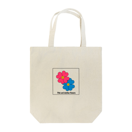 ピンクの花と青い花　バッグ類 Tote Bag