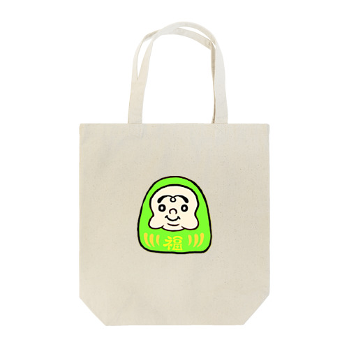 福だるま【緑色】無病息災・精神安定 トートバッグ