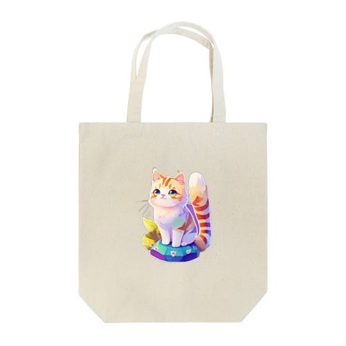 上目遣いで見上げるrainbow cute cat Tote Bag