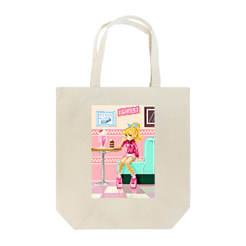 Waiting girl in the Cafe 80's Tote Bag