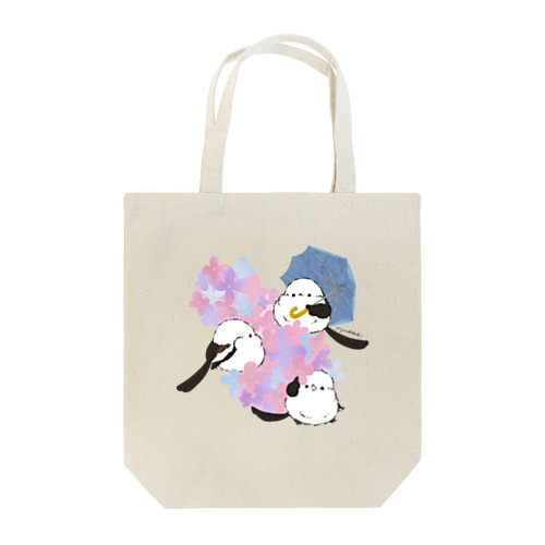 あじさいとシマエナガ_かさ＠ぴよ手帖 | シマエナガ雑貨 Tote Bag