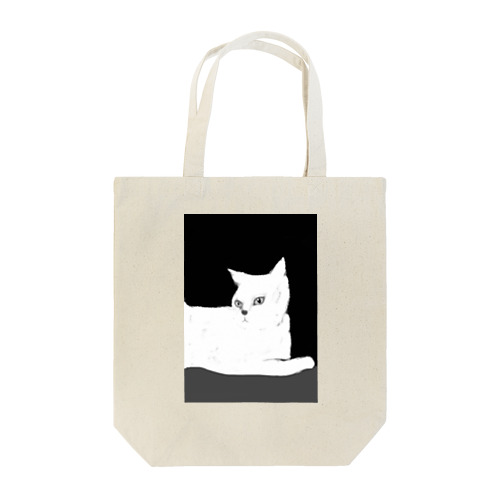白猫(モノクロ) Tote Bag
