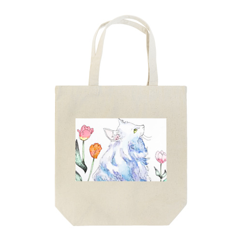 チューリップと猫 Tote Bag