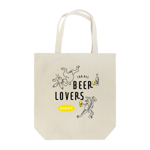 名画 × BEER（鳥獣戯画・すべてのビール好きのために）黒線画 トートバッグ