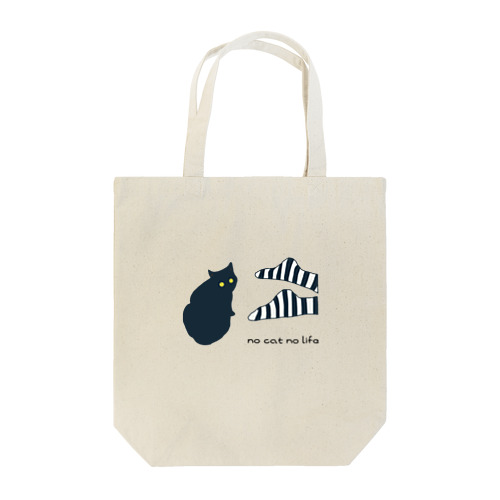 シマシマの靴下と黒ネコ Tote Bag