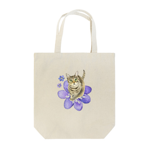 キジトラくんミスミソウに乗る Tote Bag