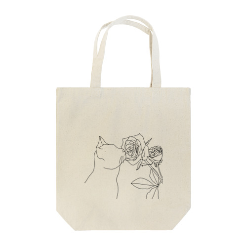 植物シリーズ　猫とバラ Tote Bag