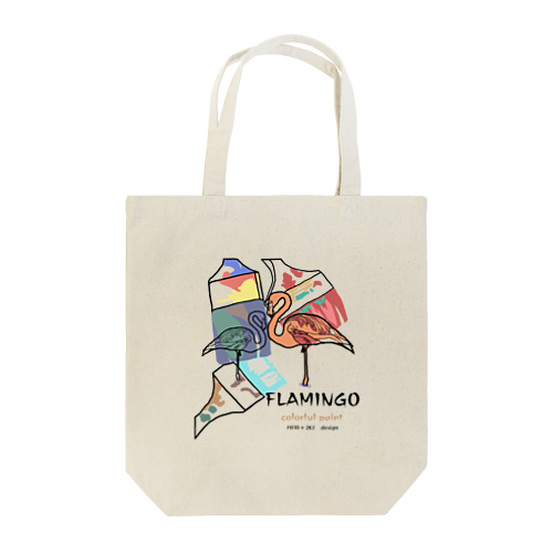 FLAMINGO colorful paint トートバッグ
