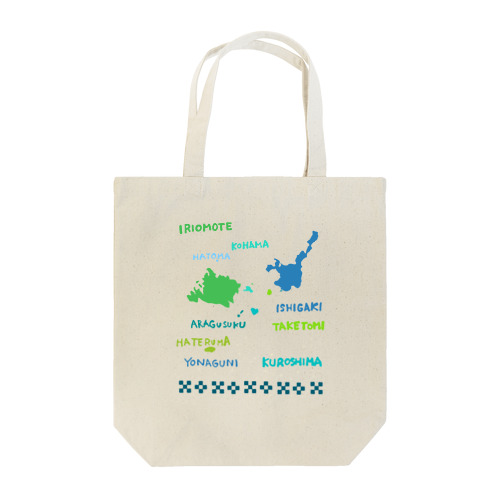 八重山地図 with ミンサー柄 Tote Bag