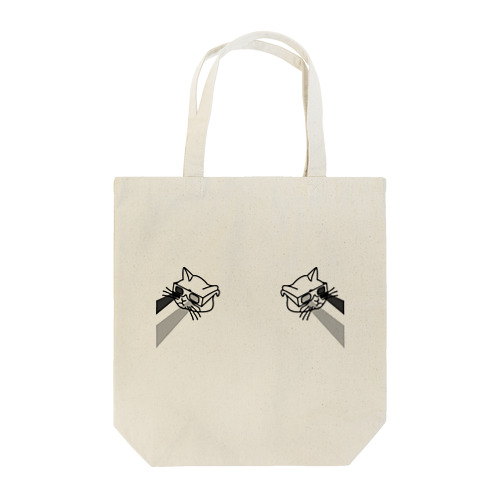 【黒・前】3D猫 Tote Bag