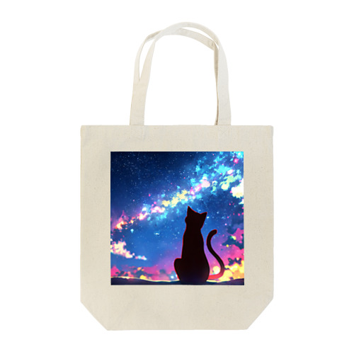 風景_星空と猫001 Tote Bag