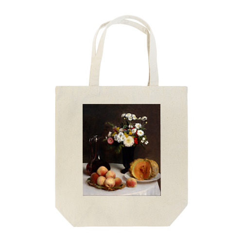 カラフ、花、果物のある静物画 トートバッグ
