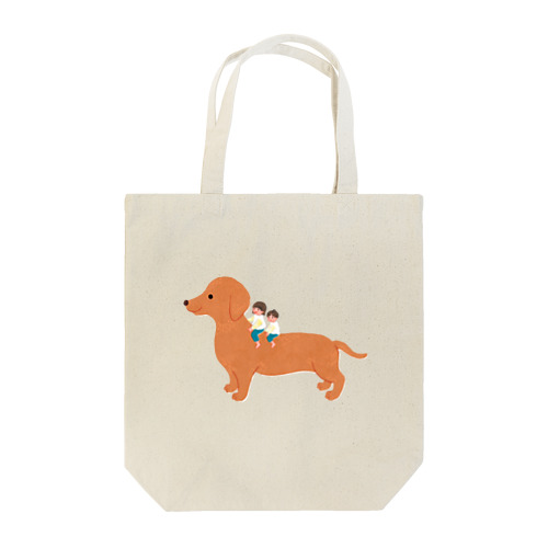 Kids on the dog Tote Bag