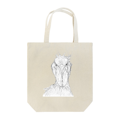 [森図鑑] ハシビロコウの顔 鉛筆画 Tote Bag