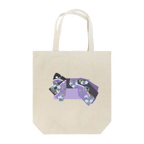 帯柄 黒×紫 Tote Bag