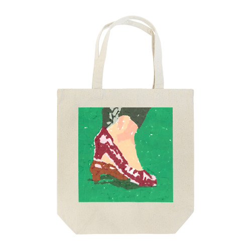 赤いパンプスで歩く(ちぎり絵/貼り絵) Tote Bag