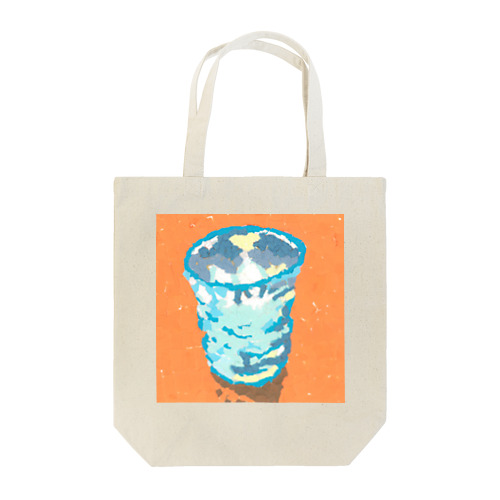 手作りの青いガラスコップ(ちぎり絵/貼り絵) Tote Bag