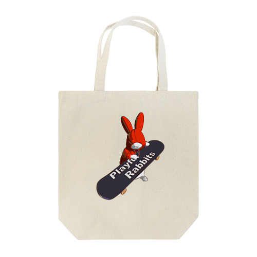 Playful Rabbits レッド Tote Bag