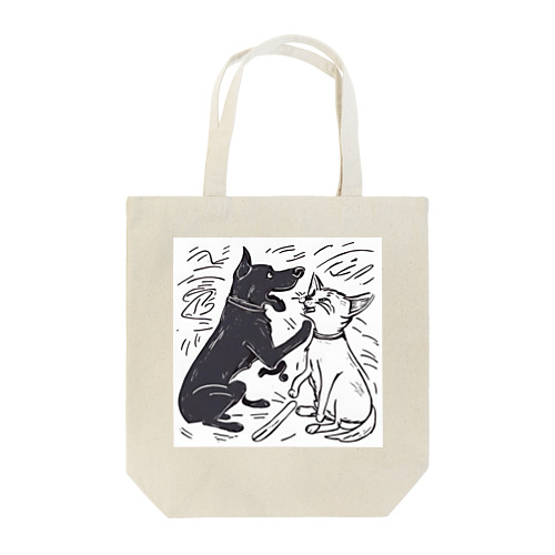 犬と猫のたたかい Tote Bag