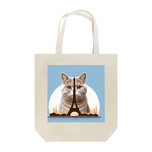 エッフェル塔に隠れた猫 Tote Bag