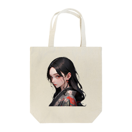 赤いピアスの着物美人 Tote Bag