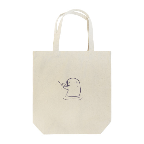 スマホを叩き割るラッコ(黒) Tote Bag