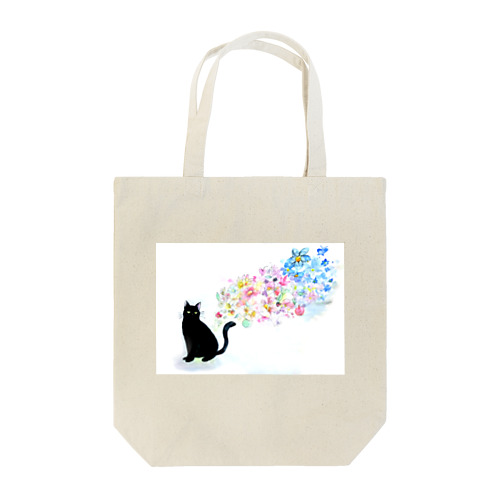 花と黒猫 Tote Bag