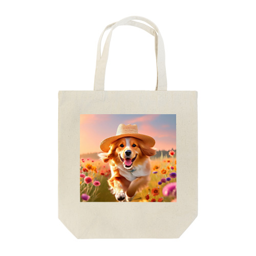 麦わら帽子をかぶって走るわんこ Tote Bag