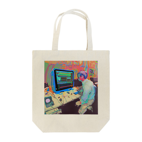 パソコンと男性　カラフル Tote Bag