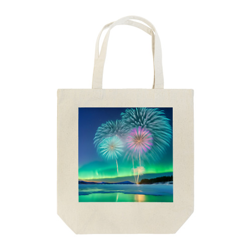 オーロラと花火の競演 Tote Bag