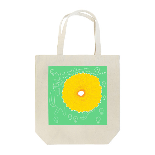 Cat & Flower Tote Bag