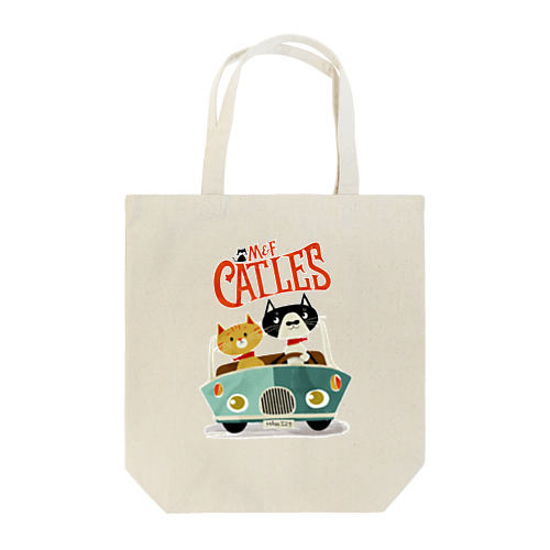 CATLES CAR DRIVE ハチワレ猫とキジトラ猫のドライブ Tote Bag