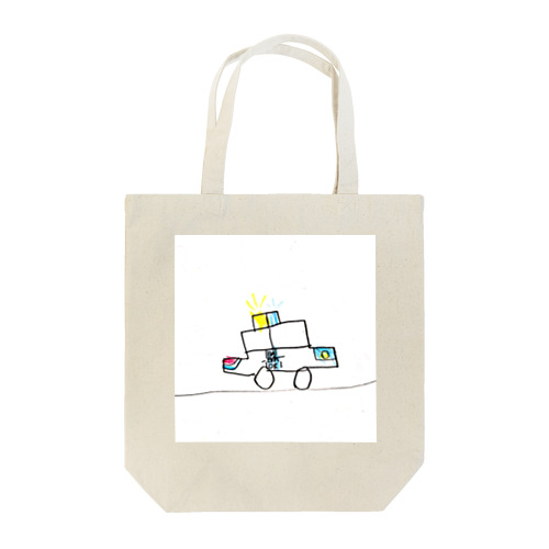 外国のパトカー　手書きイラスト　子供画伯 Tote Bag