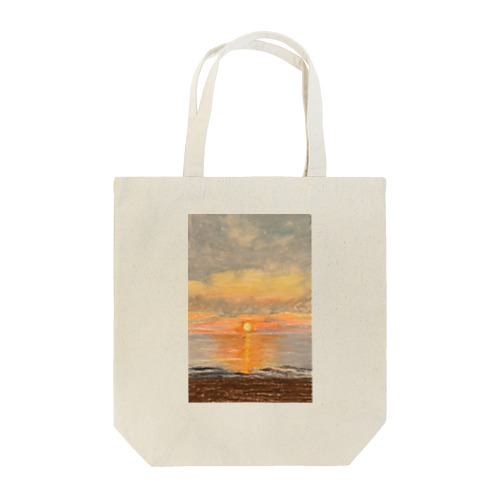 クレパス画　夕焼けビーチ Tote Bag