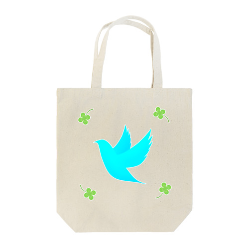 青い鳥と四葉 Tote Bag