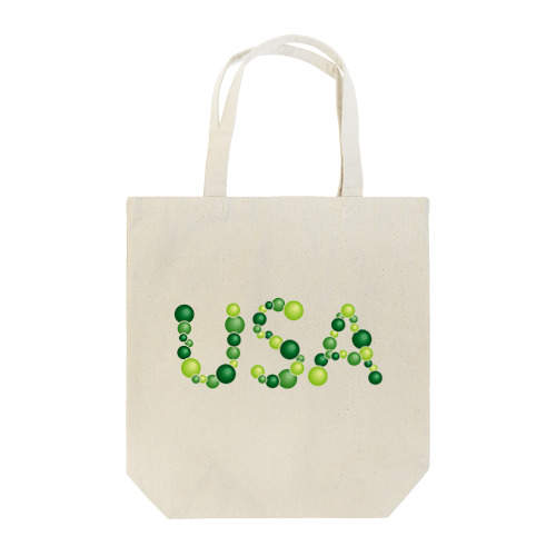 バルーン文字「USA」（緑色系） トートバッグ