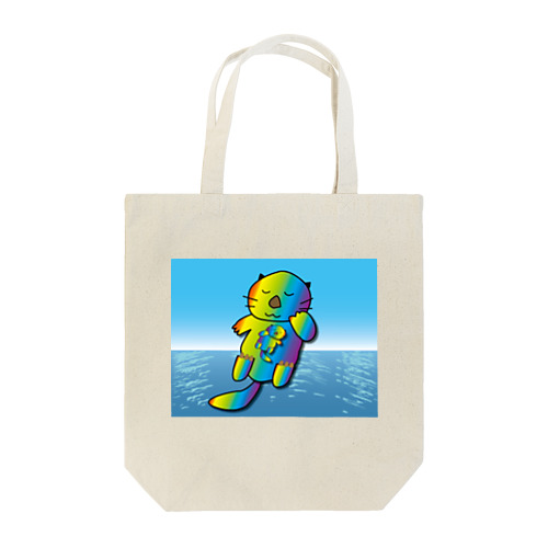 【レインボーカラー】おねんね海獺(ラッコ)親子 Tote Bag